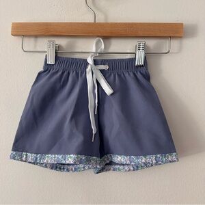 NWT Chiltern Lane Swim Trunks Blue with floral trim size 18/24 months